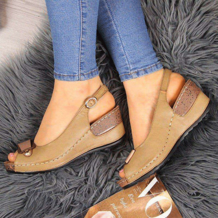 uğurtek Gift Daily Wedding Home Work Mother Stretch Buckle Padded Sole  Orthopedic Women's Shoes